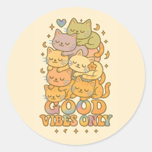 Retro Kawaii Cat Stack Holographic Sticker