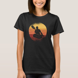 Retro Kayak Canoe Sunset Kayaking Paddling Kayaker T-Shirt