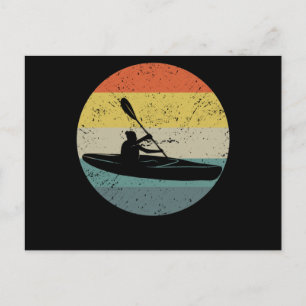 Retro kayak rower canoe paddling vintage boat postcard