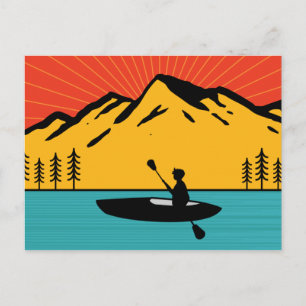 Retro Kayaking Boating Paddling Lake Tahoe Postcard