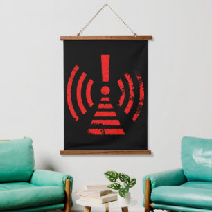 Retro Keep Back Energy Warning Symbol Hanging Tapestry