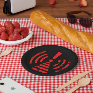Retro Keep Back Energy Warning Symbol Paper Plate