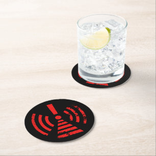 Retro Keep Back Energy Warning Symbol Round Paper Coaster