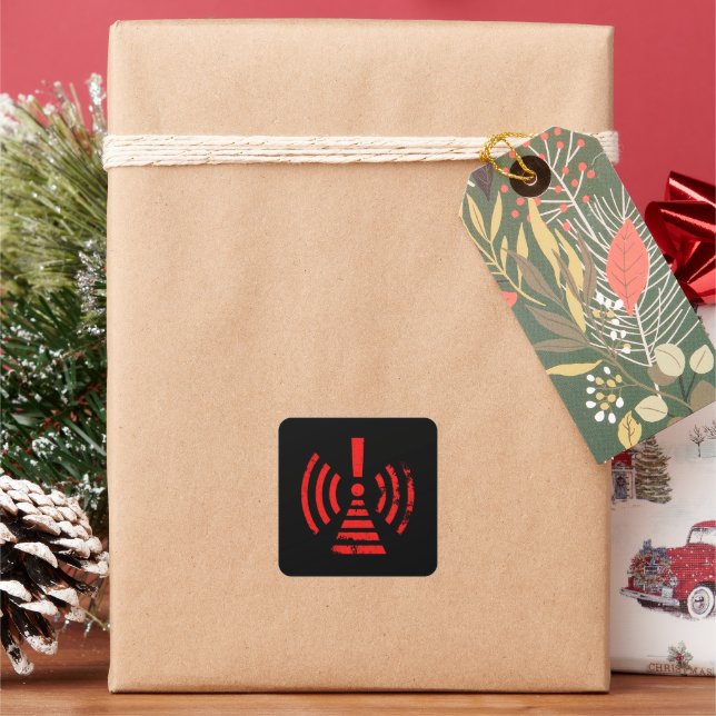 Retro Keep Back Energy Warning Symbol Square Sticker (Holiday)