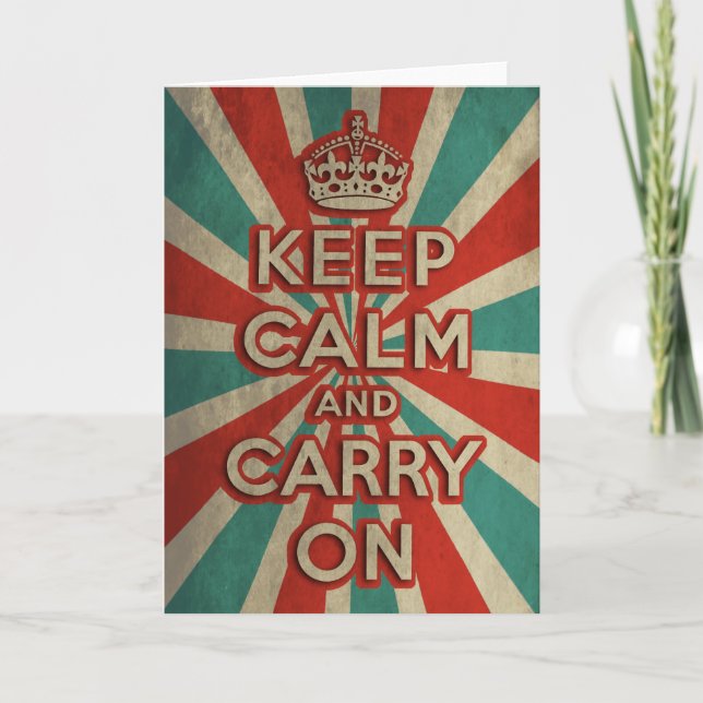 Retro Keep Calm And Carry On Card (Front)