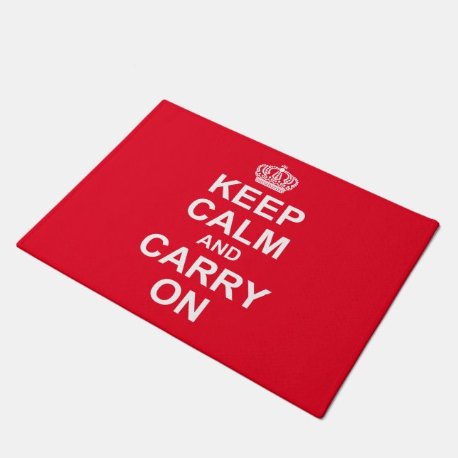 Retro "Keep Calm And Carry On" Message, Doormat (Angled)