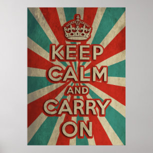 Retro Keep Calm And Carry On Poster