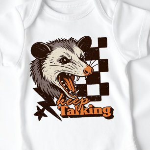 Retro Keep Talking Feral Possum: Angry Wild Animal Baby Bodysuit