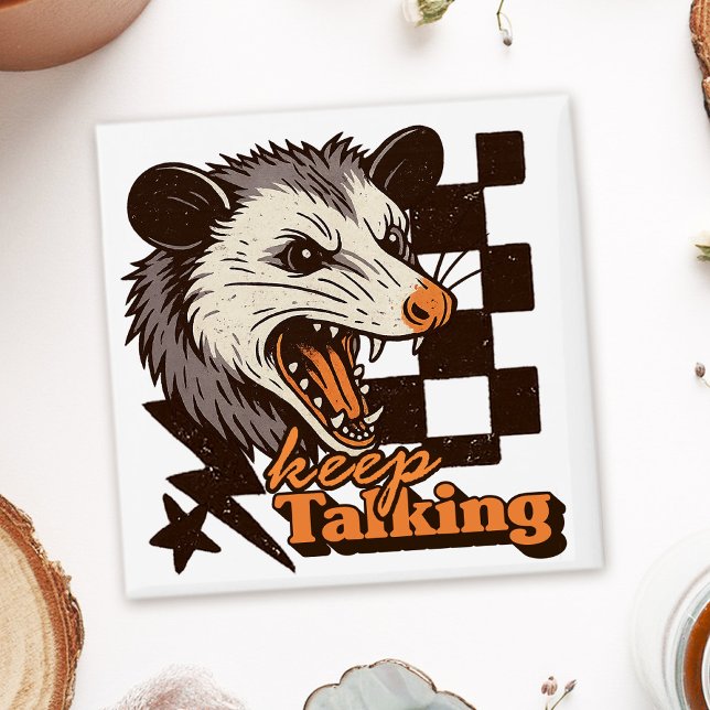 Retro Keep Talking Feral Possum: Angry Wild Animal Magnet (This keep talking feral possum design brings bold edgy humor to your day!
)