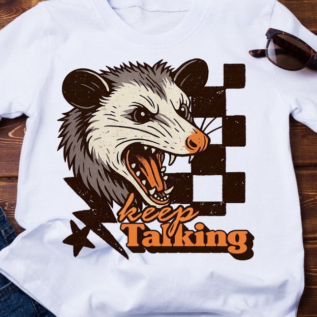 Retro Keep Talking Feral Possum: Angry Wild Animal T-Shirt (This keep talking feral possum design brings bold edgy humor to your day!
)