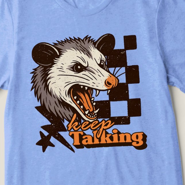 Retro Keep Talking Feral Possum: Angry Wild Animal Tri-Blend Shirt (This keep talking feral possum design brings bold edgy humor to your day!
)