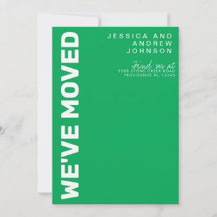 Retro Kelly Green White Minimalist Moving Announcement