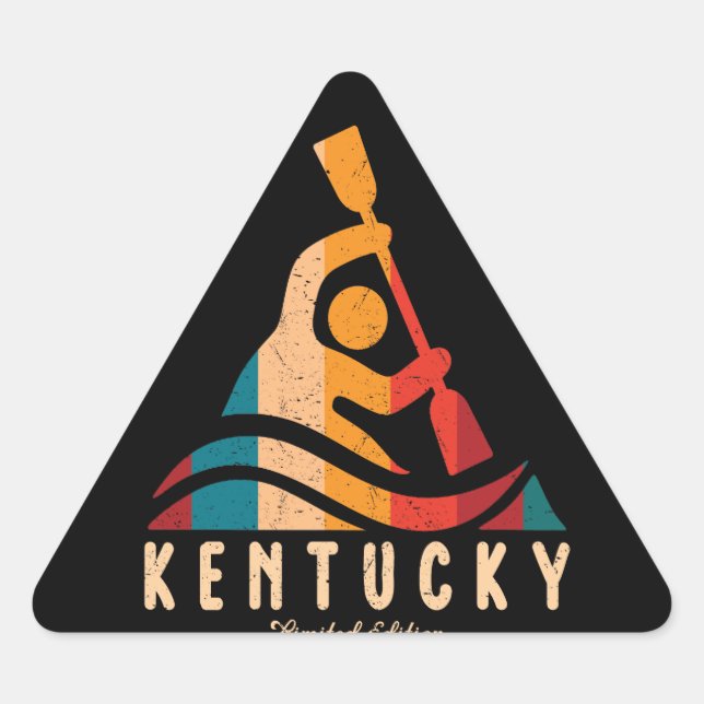 Retro Kentucky Kayaking Triangle Sticker (Front)