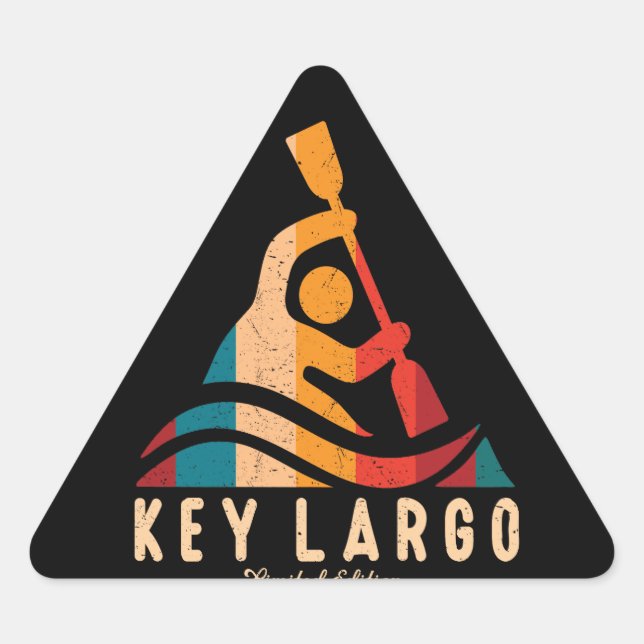 Retro Key Largo Kayaking Triangle Sticker (Front)