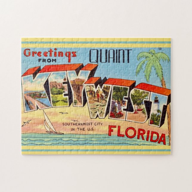 Retro Key West Greeting Jigsaw Puzzle (Horizontal)