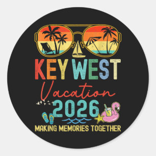 Retro Key West Vacation 2026 Memories Matching Classic Round Sticker