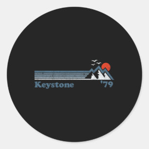 Retro Keystone Ski Resort Colorado Snowboard Skiin Classic Round Sticker
