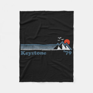 Retro Keystone Ski Resort Colorado Snowboard Skiin Fleece Blanket