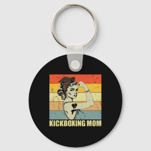 Retro Kickboxing Mom Martial Art Lover Vintage Mot Key Ring