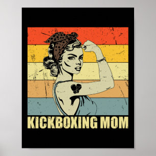 Retro Kickboxing Mom Martial Art Lover Vintage Mot Poster