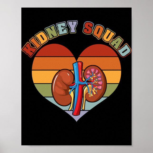 Retro Kidney Squad Team Nephrology Nurse Dialysis Poster (Front)