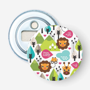 retro kids safari lion wildlife bottle opener