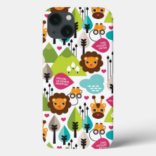 retro kids safari lion wildlife iPhone 13 case