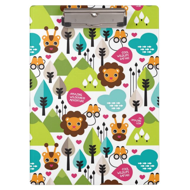 retro kids safari lion wildlife clipboard (Front)