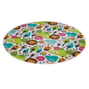 retro kids safari lion wildlife cutting board