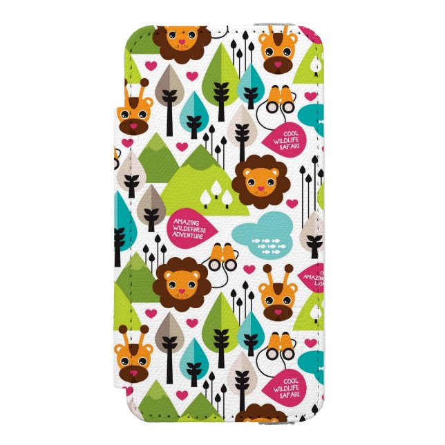 retro kids safari lion wildlife incipio iPhone wallet case (Folio Front)