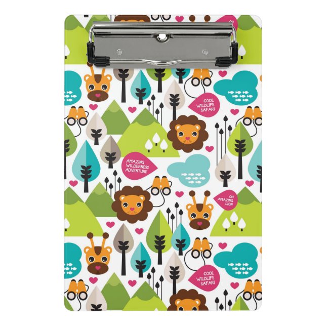 retro kids safari lion wildlife mini clipboard (Front)