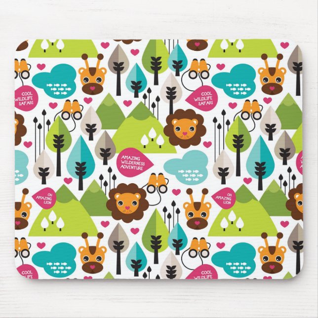retro kids safari lion wildlife mouse pad (Front)
