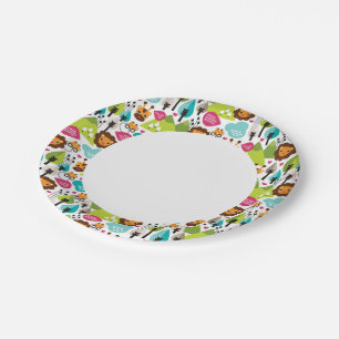 retro kids safari lion wildlife paper plate