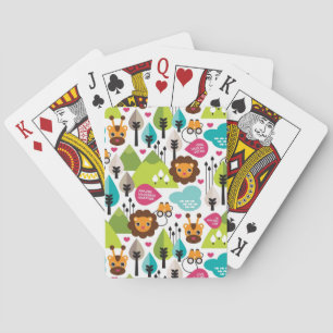 retro kids safari lion wildlife playing cards
