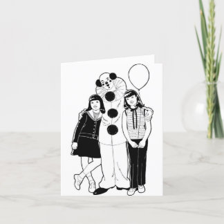Retro Kids with Clown Thank You Card