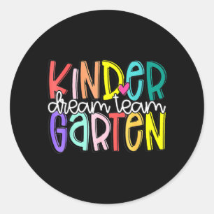 Retro Kindergarten Dream Team Back to School Classic Round Sticker
