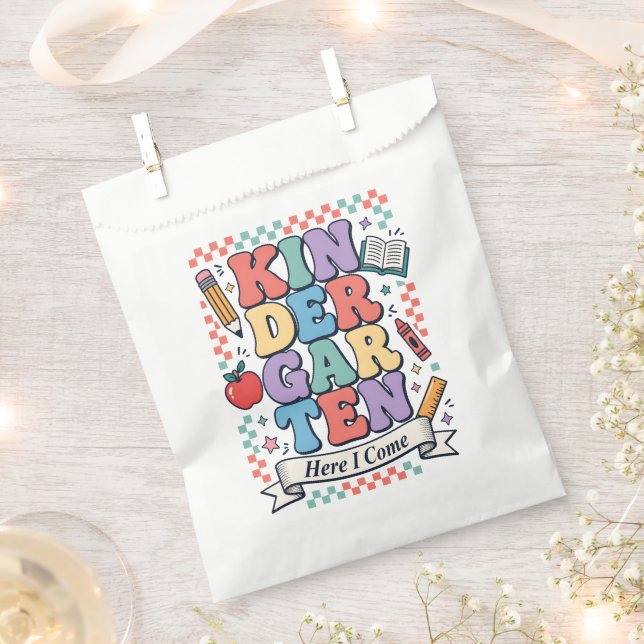 Retro Kindergarten Here I Come School Favour Bag (Clipped)