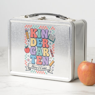 Retro Kindergarten Here I Come School Metal Lunch Box