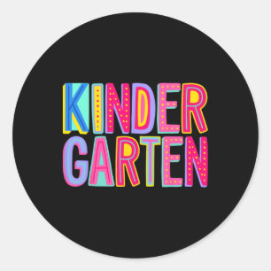 Retro Kindergarten Rainbow Vibes Teacher Kids Byck Classic Round Sticker