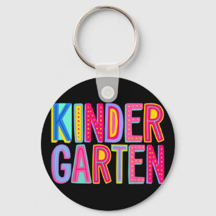 Retro Kindergarten Rainbow Vibes Teacher Kids Byck Key Ring