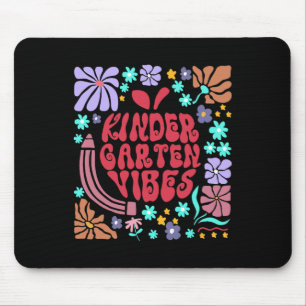 Retro Kindergarten Vibes Teacher Floral Apple Back Mouse Pad