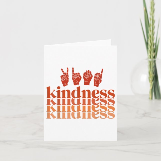 Retro Kindness Deaf Awareness Shirt Sign Language  Card (Front)