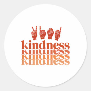Retro Kindness Deaf Awareness Shirt Sign Language Classic Round Sticker