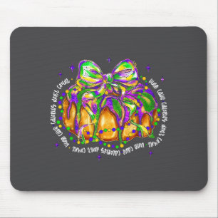 Retro King Cake Coquette Bow Beads Happy Mardi Gra Mouse Pad