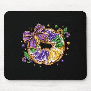 Retro King Cake Coquette Bow Beads Happy Mardi Gra Mouse Pad