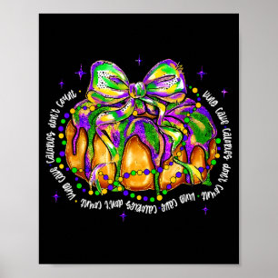 Retro King Cake Coquette Bow Beads Happy Mardi Gra Poster