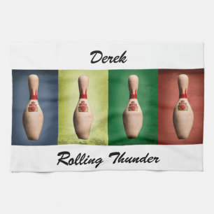 Retro King Pins Tea Towel