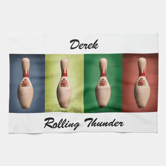 Retro King Pins Tea Towel (Horizontal)