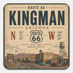 Retro Kingman Arizona Route 66 Decal Square Sticker