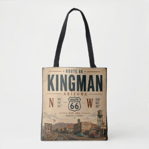 Retro Kingman Arizona Route 66 Style Tote Bag